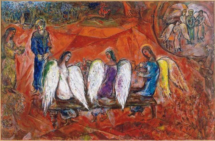 Abraham and three angels - Marc Chagall